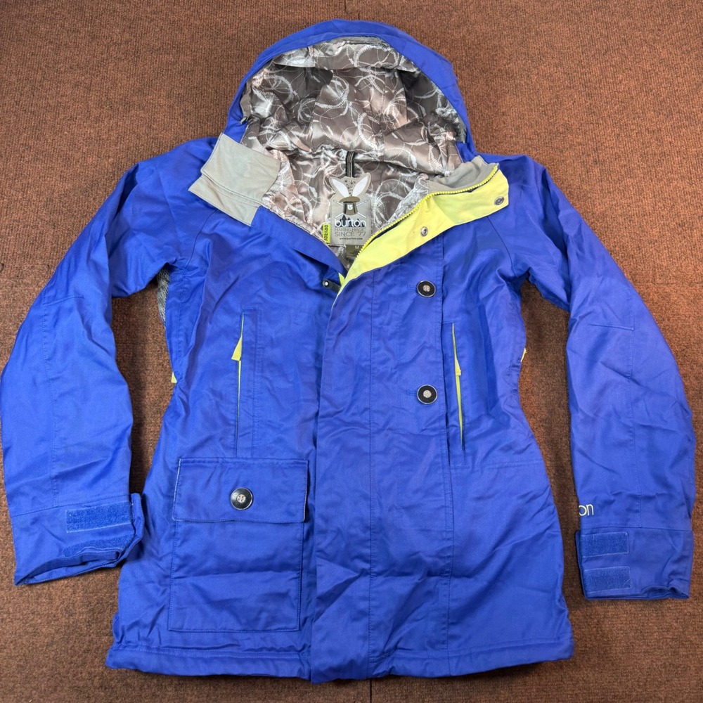 Burton Dryride Snowboard Jacket Womens Medium Blue Hooded Insulated Ski Coat M